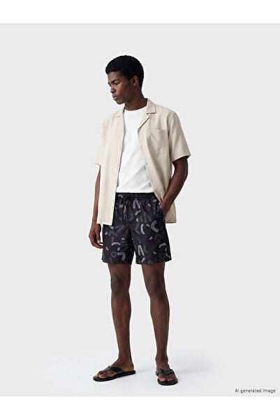 LC Waikiki Nevavm Men's Knee Length Patterned Swim Shorts with Difference in ...