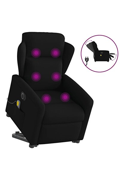 vidaxl Fotoliu electric de masaj rabatabil cu ridicare, negru, textil