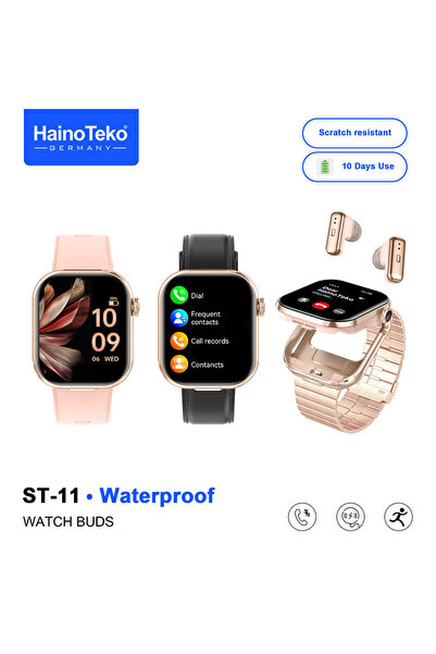 HAINOTEKO ساعة ذكية ST-11 مقاومة للماء مع سماعات لاسلكية مدمجة، شاشة AMOLED، ...