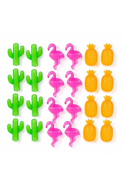 SHOPIENS Set de 24 cuburi de gheață reutilizabile, cu modele tropicale (Flami...