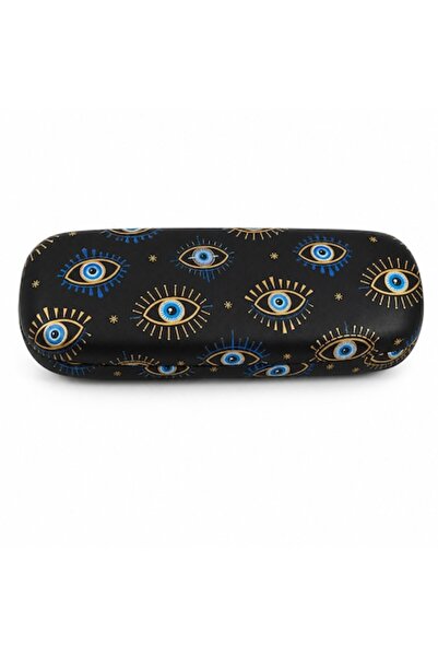 SHOPIENS Black Rigid Case for Sunglasses with Blue Eye Print Silver Foil Deta...