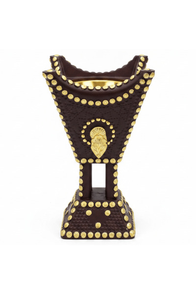 AKDC Brown & Gold Chalk Incense Burner | Luxury Arabic Mabkhara | 13×8 cm