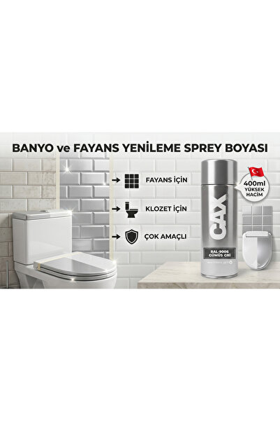 caxcolors CAX VERNİKLİ Suya Dayanıklı Banyo Fayans Klozet Yenileme Sprey Boya...