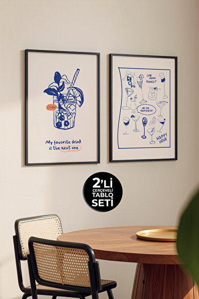 House Gorgeous Mutfak, Salon, Yemek Odası, 2'li Çerçeveli Renkli Tasarım Tabl...