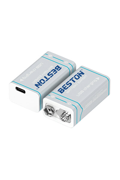 Beston 9V 1000mAh USB şarj edilebilir Li-ion batarya USB to TYPE-C Chargıng usb kablolu 9V şarj edilebilir pil
