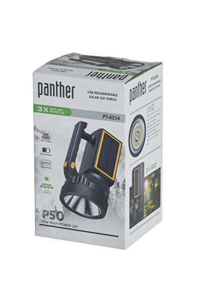 Panther USB Solar Şarjlı El Feneri PT-6214