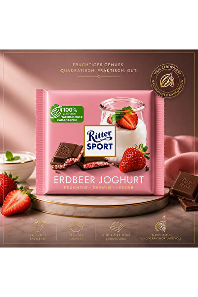 Erdbeer Joghurt Çilek Yoğurt Dolgulu Alman Sütlü Çikolata 100 g