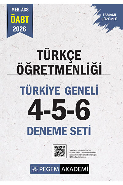 Pegem Akademi Yayıncılık 2026 MEB AGS ÖABT Türkçe Öğretmenliği Tamamı Çözümlü...