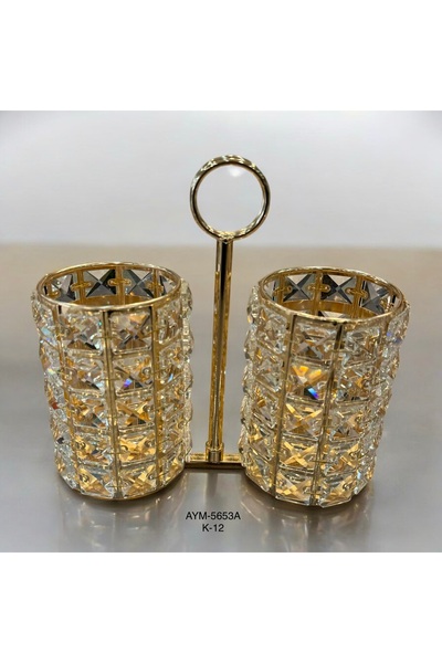 Hinora Suport pentru linguri din metal cu pietre de cristal, set de 2, cadou