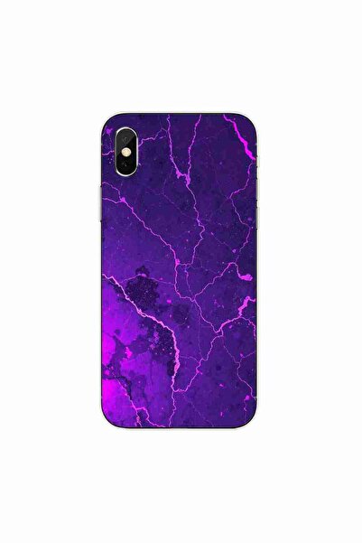OEM Husa compatibila cu Apple iPhone X Silicon Gel Tpu Model Ultraviolet Marb...