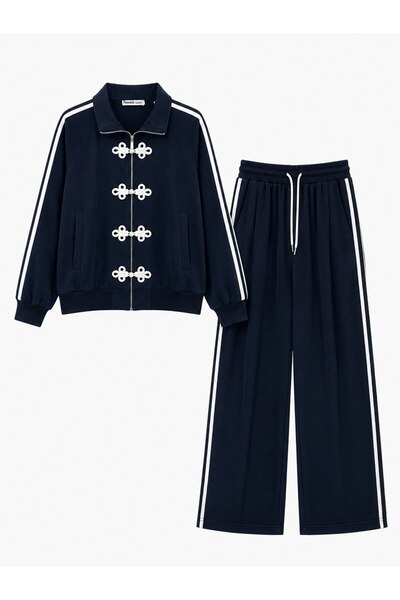 HANIQA Retro Striped Tracksuit Set