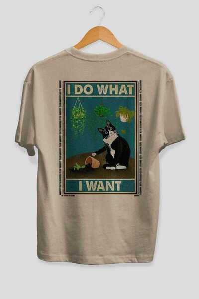 Ankhises Tricou oversize bej cu imprimeu Cat For Cat Lovers, 100% bumbac, uni...