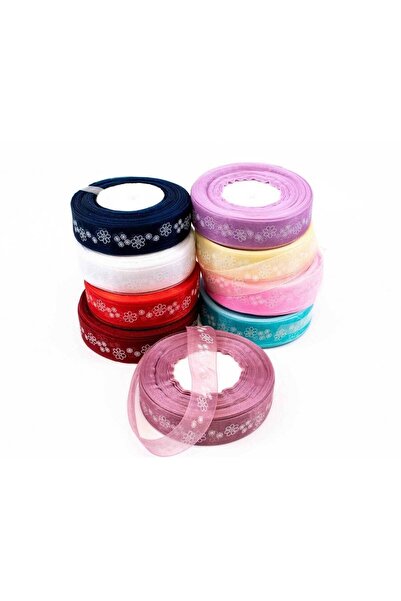 OEM Organza Ribbon With Flowers 2cm/50yards Bleomarin