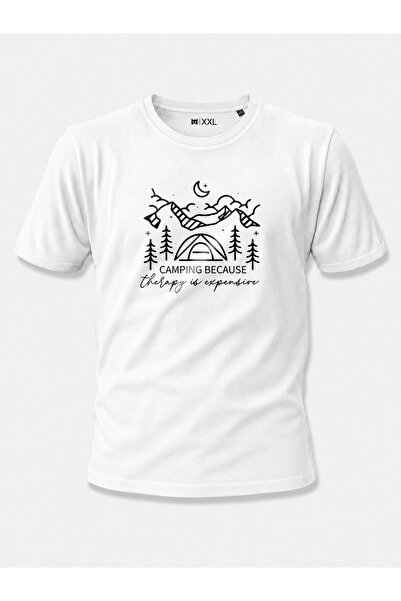 North Whiskers "Camping because Therapy Is Expensive" Printed 100% Cotton Nav...