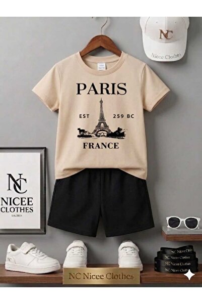 NC Nicee Clothes ΚΑΛΟΚΑΙΡΙΝΟ ΠΑΙΔΙΚΟ ΜΠΛΟΥΖΑΚΙ ΚΑΙ ΣΟΡΤΣ UNISEX (ΜΑΥΡΟ ΤΥΠΩΜΑ...