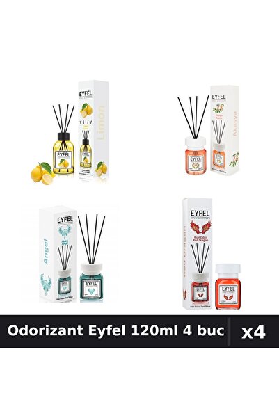 Eyfel Set 4 Odorizant Camera Betisoare 120ml - Lămâie, Acacia, Angel, Red Dragon