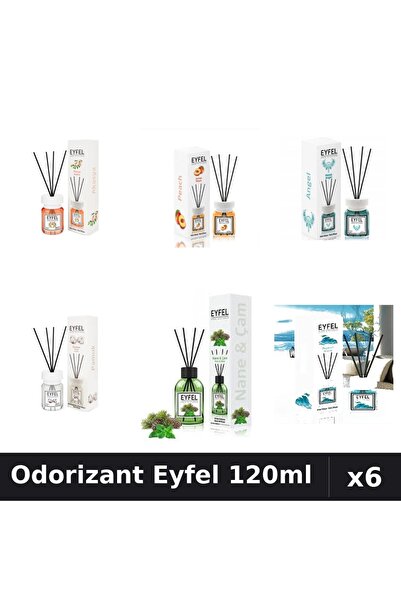 Eyfel Set 6 Odorizante Camera Betisoare 120ml - 6 Arome Asortate, Parfum Intens