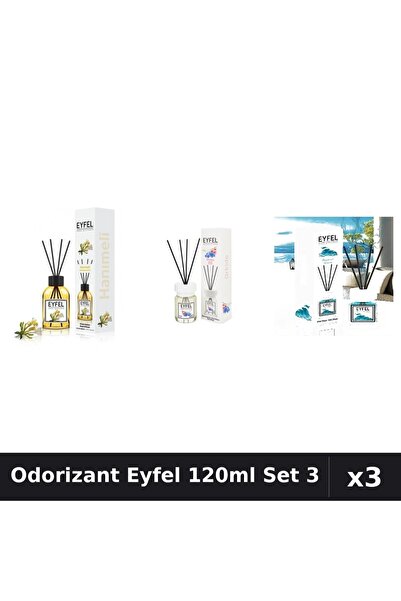 Eyfel Set 3 Odorizant Camera Betisoare 120ml - Mâna Maicii, Orhidee, Ocean