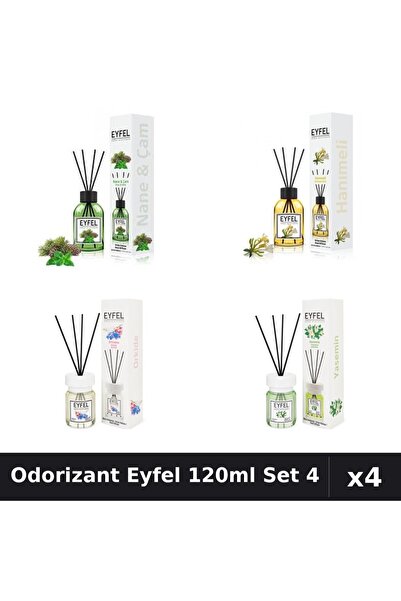 Eyfel Set 4 Odorizant Camera Betisoare 120ml - Pin Mentă, Orhidee, Iasomie