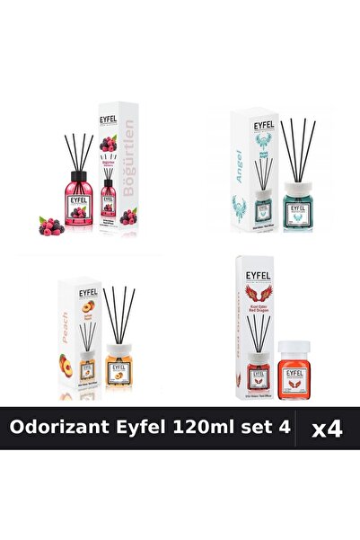 Eyfel Set 4 Odorizant Cameră Betișoare 120ml - Angel, Fructe Pădure, Piersică...