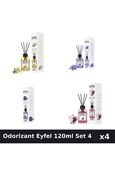 Eyfel Set 4 Odorizant Camera Betisoare 120ml - Lavanda, Zambile, Bouquet, Mân...