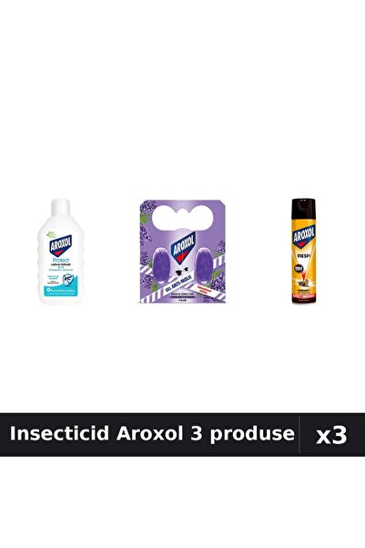 Aroxol Set 3 Insecticid - Loțiune 200ml, Spirale 2buc, Spray 400ml - Protecție