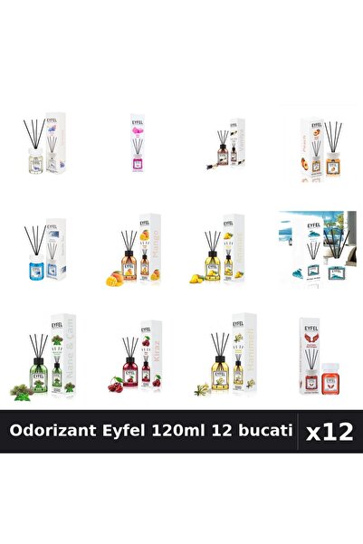 Eyfel Top Bottom Set of 12 Room Air Freshener Sticks 120ml - 12 Assorted Frag...
