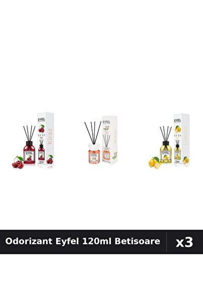 Eyfel Set 3 Odorizant Camera Betisoare 120ml - Cireșe, Acacia, Lămâie