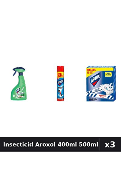 Aroxol Set 3 Spray Insecticid 400ml 500ml - Anti Gândaci, Țânțari, Muste - Pr...
