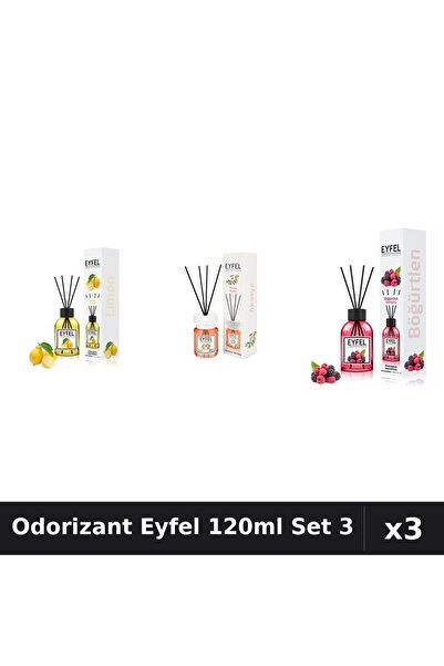 Eyfel Set 3 Odorizant Camera Betisoare 120ml - Lămâie, Acacia, Fructe Pădure