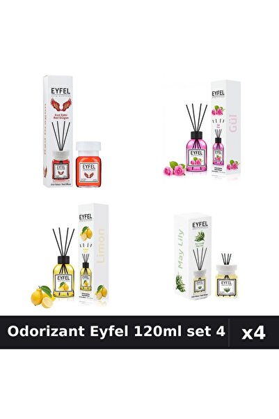 Eyfel Set 4 Odorizant Camera Betisoare 120ml - Red Dragon, Trandafir, Lămâie,...
