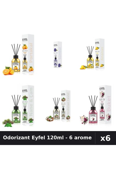 Eyfel Set 6 Odorizante Camera Betisoare - 6 Arome Asortate, 120ml Parfum
