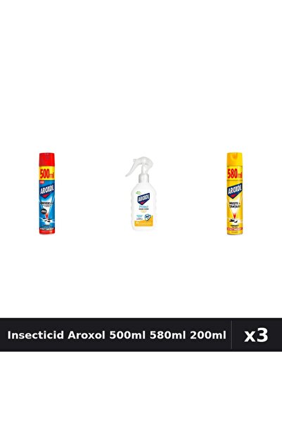 Aroxol Set 3 Insecticid 500ml, 580ml + Loțiune Repelent 200ml - Anti Insecte