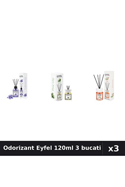 Eyfel Set 3 Odorizant Camera Betisoare 120ml - Lavanda, Lacramioare, Acacia