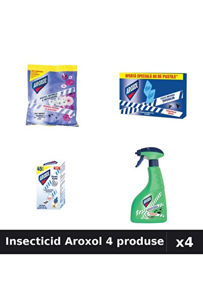 Aroxol Set 4 Insecticid - Pastile 20/60 bucati, Spray 400ml, Aparat Electric