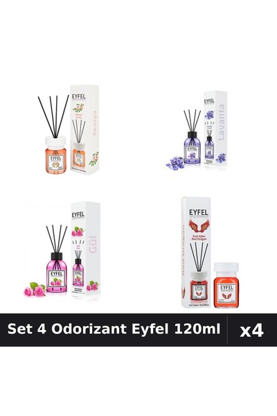 Eyfel Set 4 Odorizante Camera Betisoare, Acacia, Lavanda, Red Dragon, Trandaf...