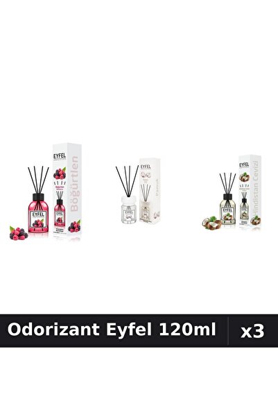 Eyfel Set 3 Odorizant Camera Betisoare 120ml - Fructe Pădure, Bumbac, Nucă Cocos