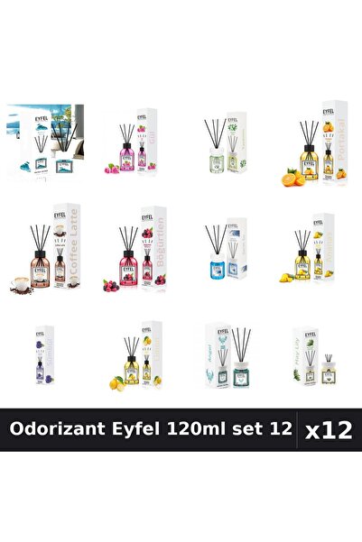 Eyfel Set 12 Odorizant Camera Betisoare 120ml - 12 Arome Asortate, Parfum Intens