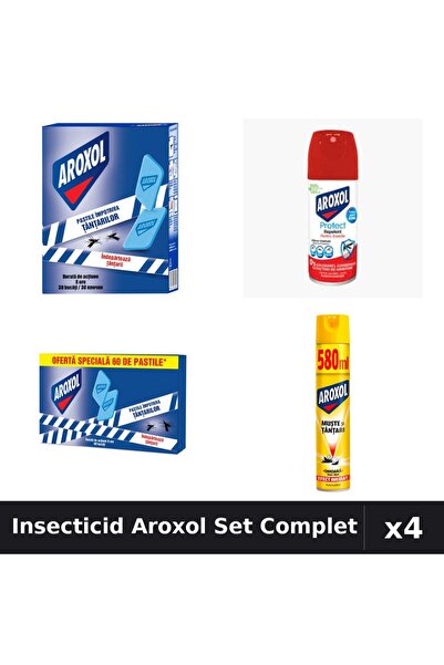 Aroxol Set 4 Insecticid - Spray 100ml & 580ml, Pastile 30 & 60 buc - Protecti...