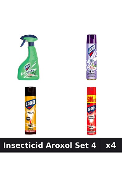 Aroxol Set 4 Spray Insecticid 250ml, 400ml, 580ml - Protecție Eficientă Gândaci
