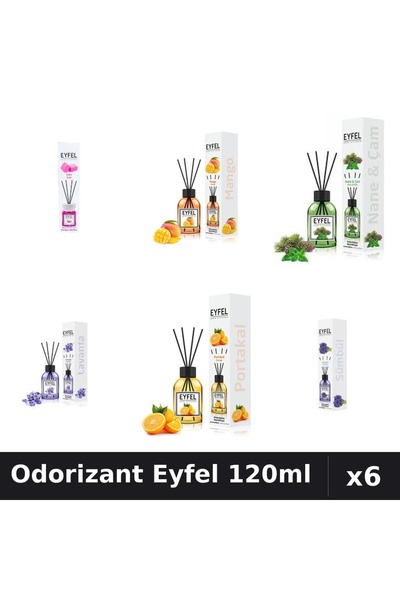 Eyfel Set 6 Odorizante Camera Betisoare - 6 Arome Asortate, 120ml Parfum