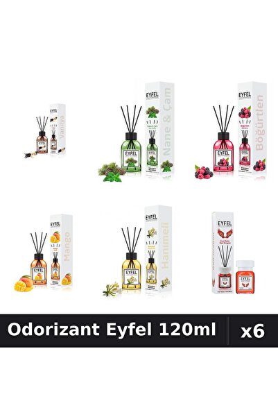 Eyfel Set 6 Odorizante Camera Betisoare - 6 Arome Asortate, 120ml Parfum Intens