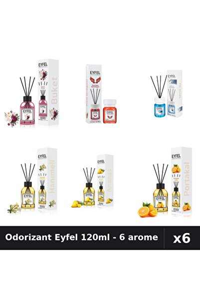 Eyfel Set 6 Odorizante Camera Betisoare - 6 Arome Asortate, 120ml Parfum
