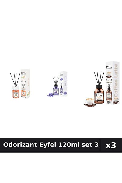 Eyfel Set 3 Odorizant Camera Betisoare 120ml - Acacia, Lavanda, Cafea
