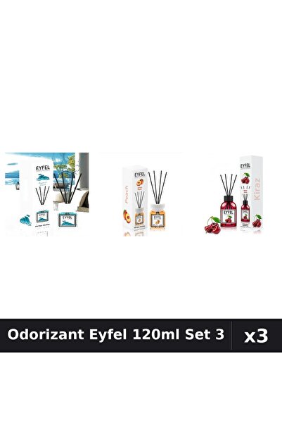 Eyfel Set 3 Odorizant Camera Betisoare 120ml - Ocean, Piersica, Cirese