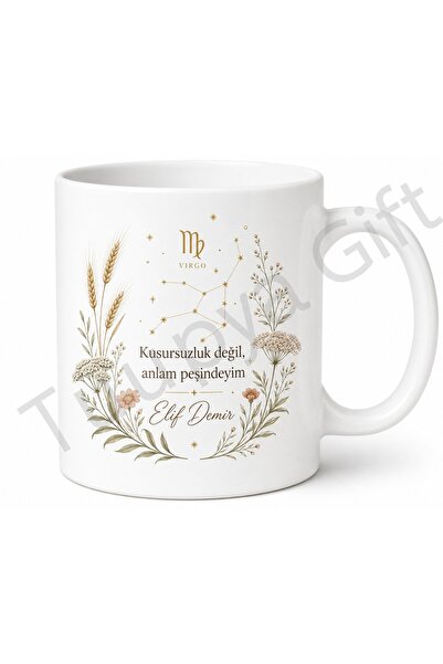 Tupya Gift Başak Burcu Temalı Kişiye Özel Baskılı Kupa Bardak Astroloji Hediye