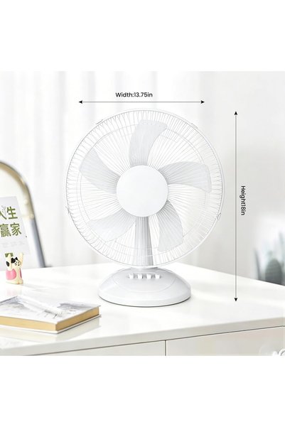 HI-FINE (cc36)Oscillating Table Fan for Room with Adjustable Tilt, Push Button Controls, 16 inch, 3 Speed Desk Fan (FT40-White)
