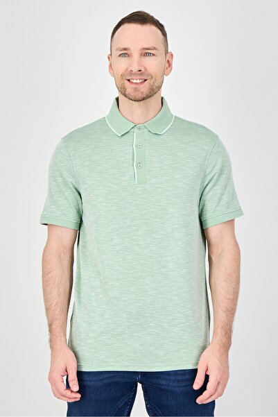 Geoffrey Beene Men Regular Fit Heather Short Sleeve Polo Shirt, Heather Green