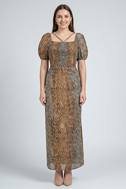 Willow & Whistle Women Animal Print Maxi Dress, Multicolor