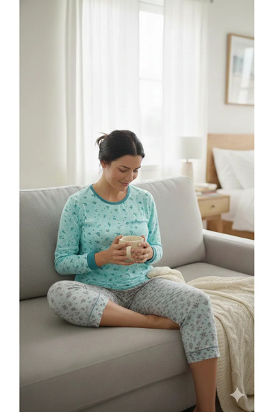 Serena Women's plus size Cotton pajamas with long sleeves and long pants